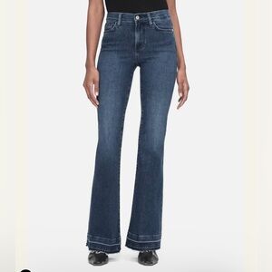 FRAME Le Easy Flare Released Hem Jeans, Size 28, Blue Thunderstorm